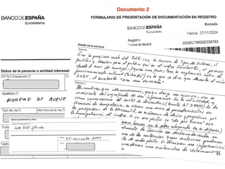 imagen del escrito a mano presentado por el letrado Juan Moreno Yagüe.